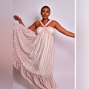 Striped halter maxi dress size Medium